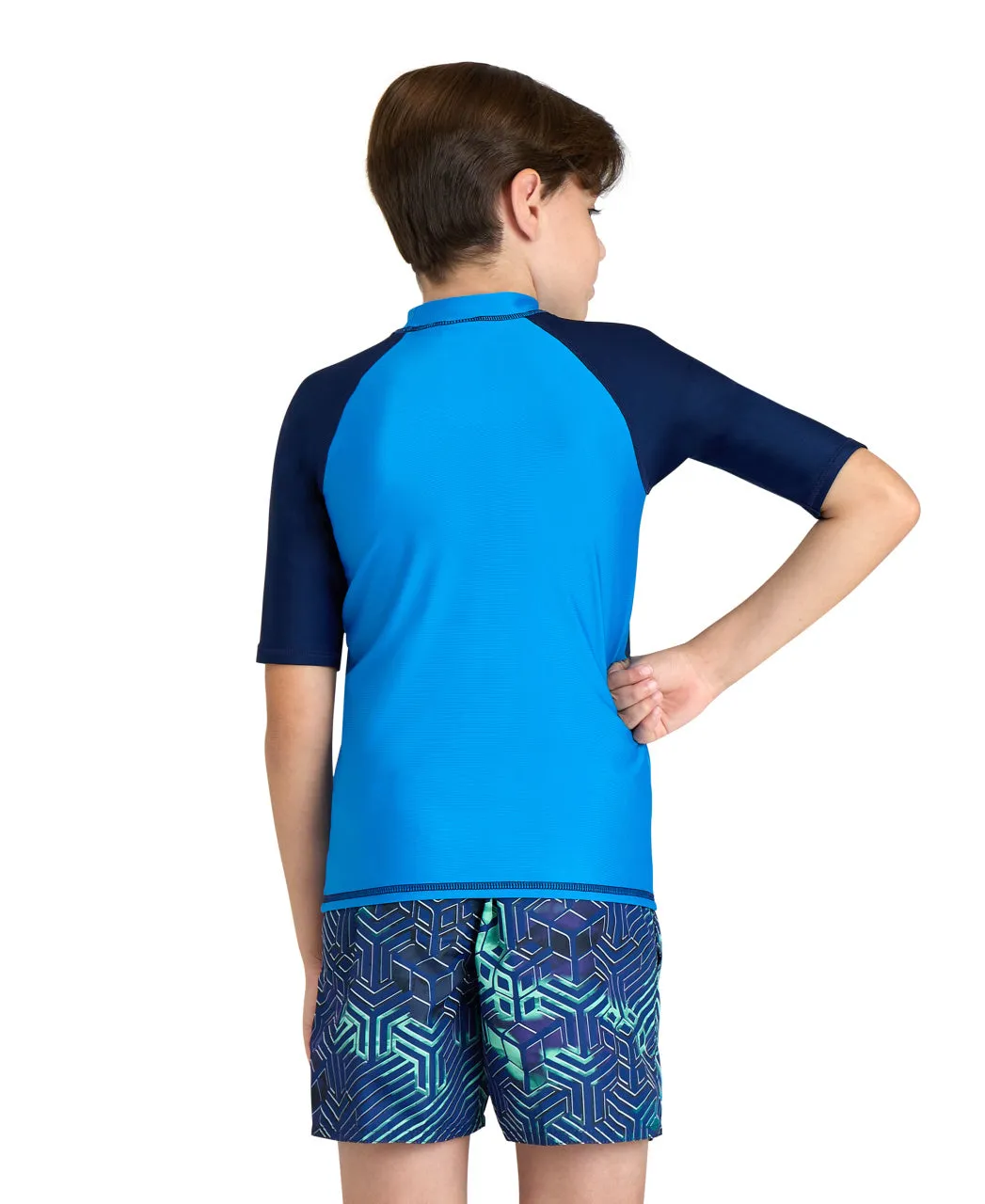 Unisex JR arena rash vest S/S graphic - Blue
