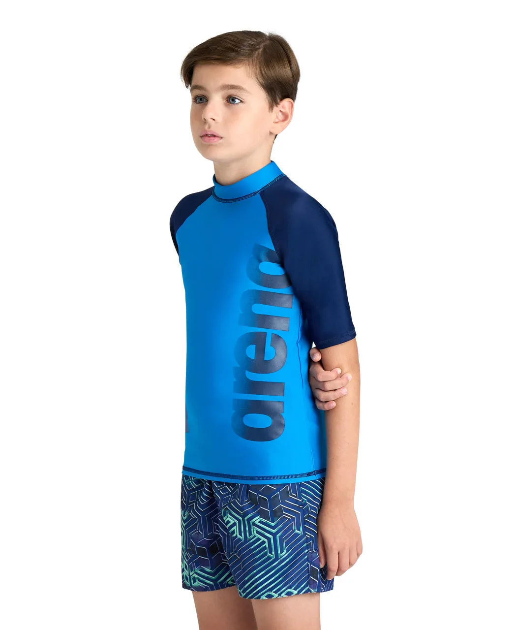 Unisex JR arena rash vest S/S graphic - Blue