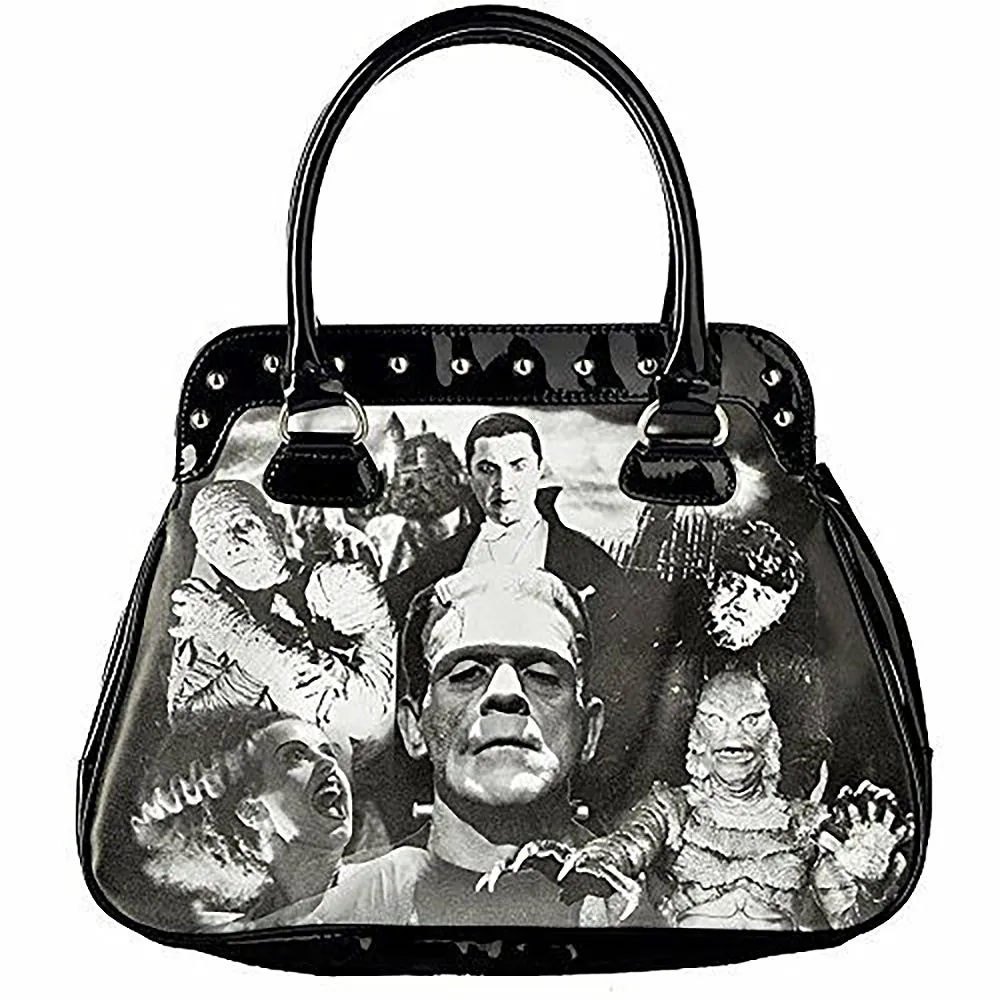 Universal Monsters Purse Bowler Bag Monster Collage Women's Handbag Satchel