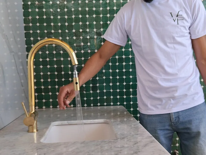 Unlacquered Brass Kitchen Faucet - Pull Down Solid Brass Sink Faucet