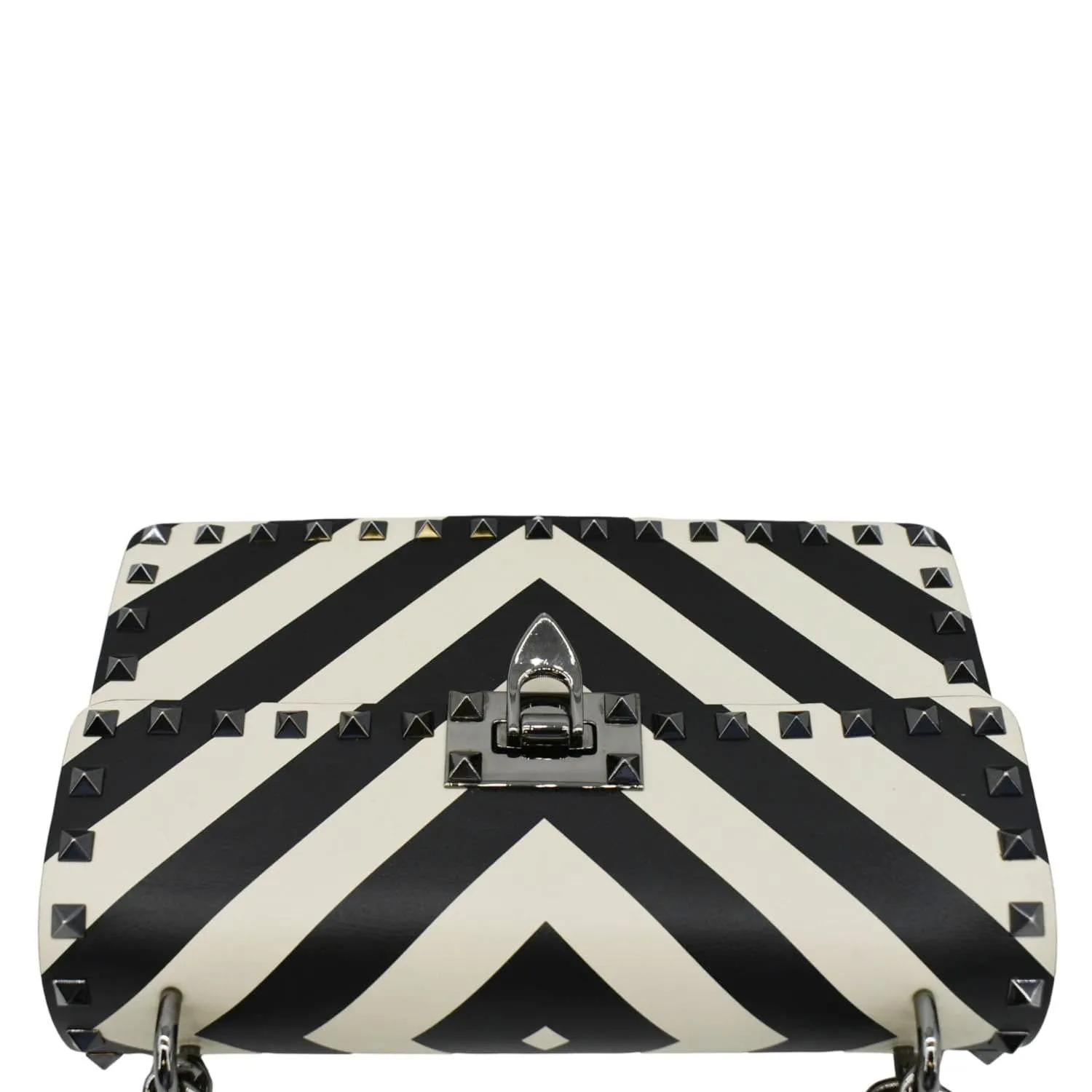 VALENTINO Garavani Rockstud V-Stripe Leather Crossbody Bag Black