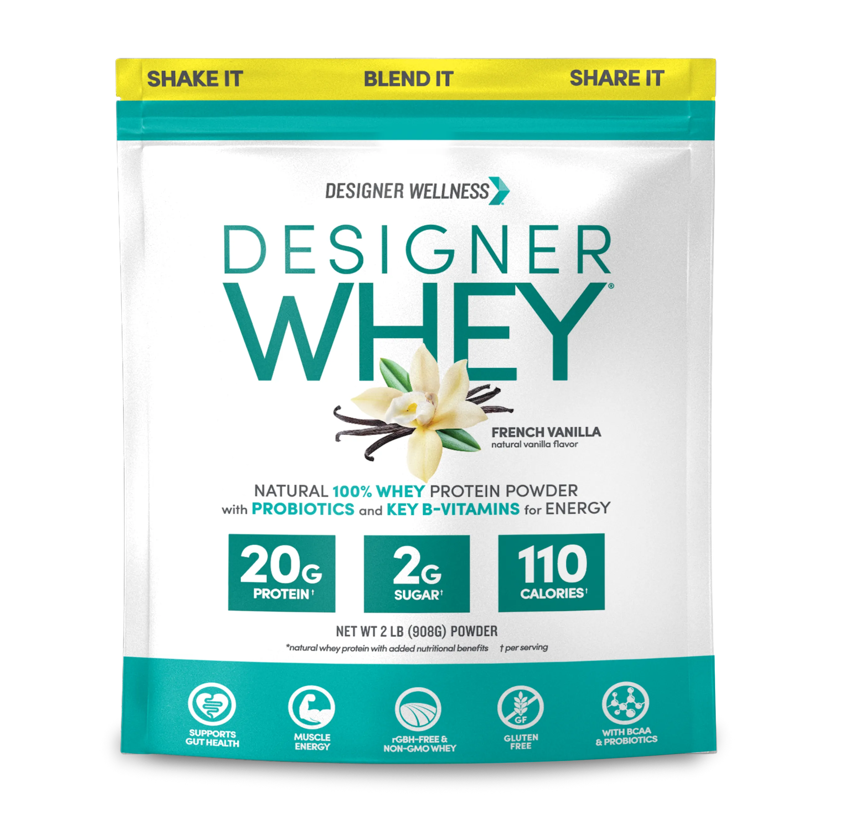 Vanilla Designer Whey 2 lb : 100% Whey Protein Powder- Designer Protein ®