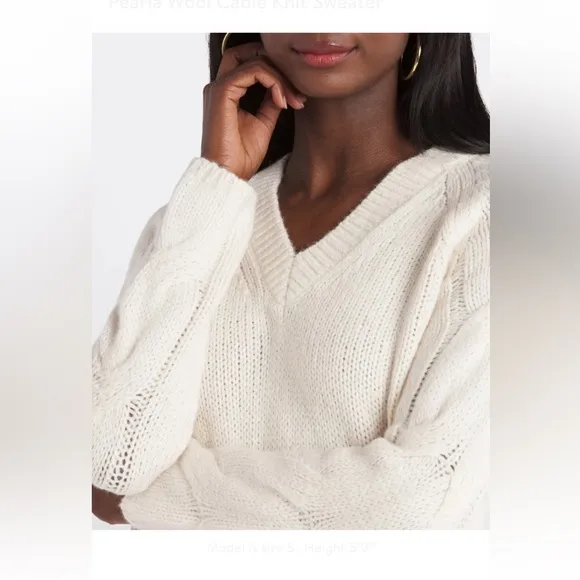 Velvet by Graham and  Spencer Pearla Wool Cable knit Sweater
