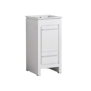Venice 1 Door and 1 Drawer Bathroom Vanity with Single Sink - Floor Mount - 16" Wood/Gloss White