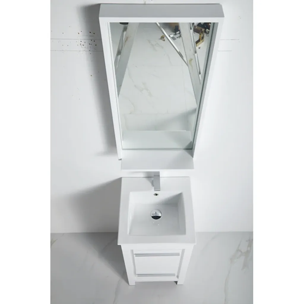 Venice 1 Door and 1 Drawer Bathroom Vanity with Single Sink - Floor Mount - 16" Wood/Gloss White