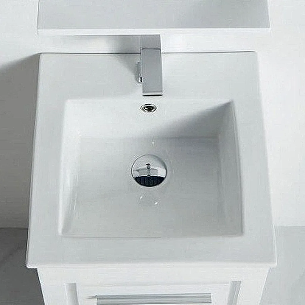 Venice 1 Door and 1 Drawer Bathroom Vanity with Single Sink - Floor Mount - 16" Wood/Gloss White