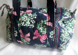 VERA BRADLEY Vegan Quilted Bag Satchel Bowler Duffle RETURN TO HAPPINESS BLUE FLORAL S