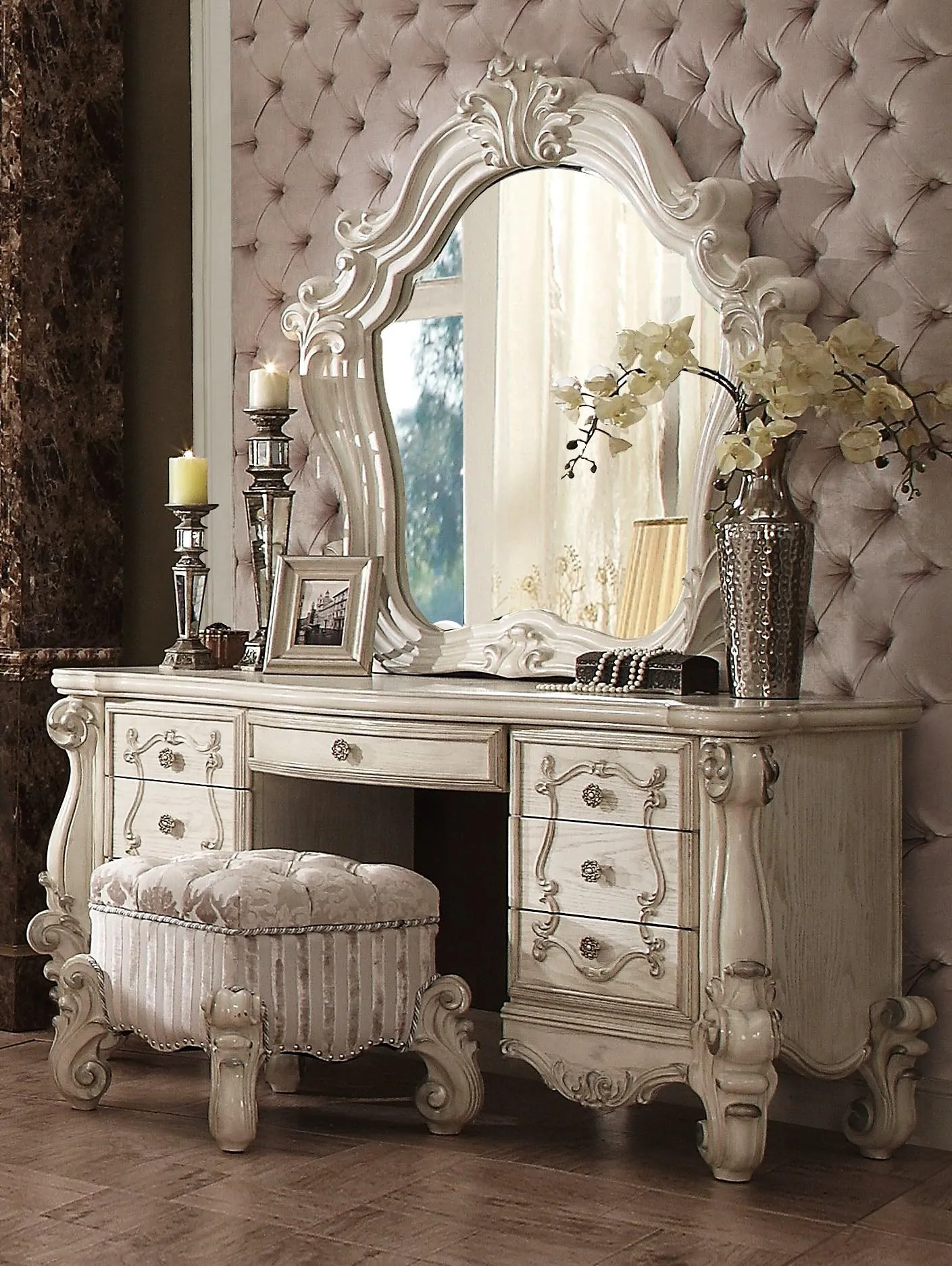 Versailles Bone White Vanity Desk