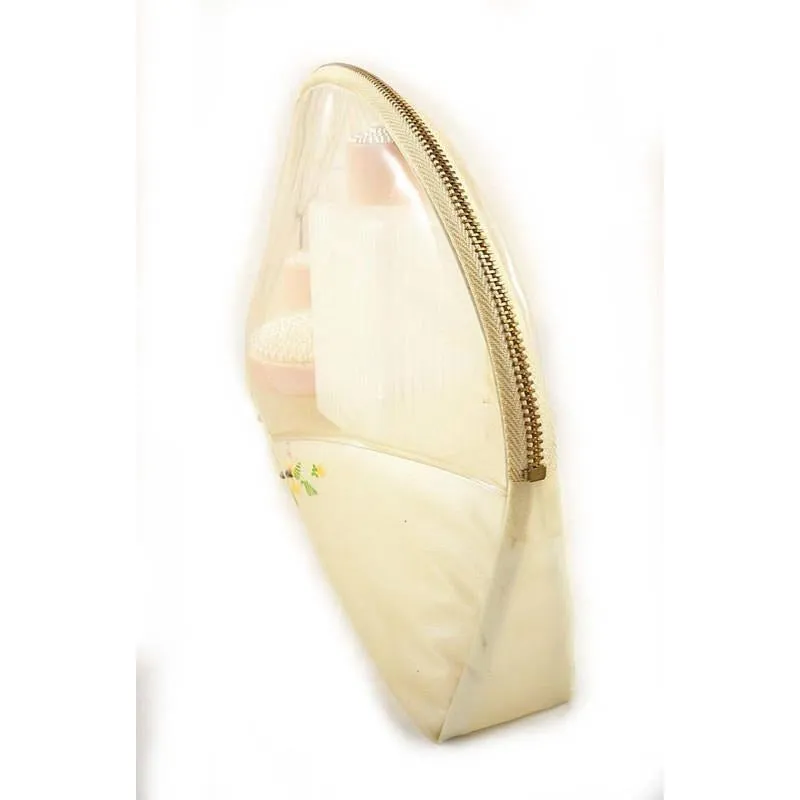 Vintage 6Pc Travel Set In Hand Painted Zipper Bag 1950S