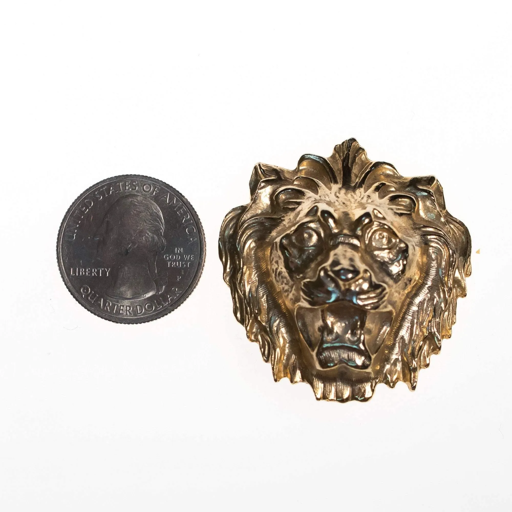 Vintage Accessocraft NYC Gold Lions Head Scarf Clip