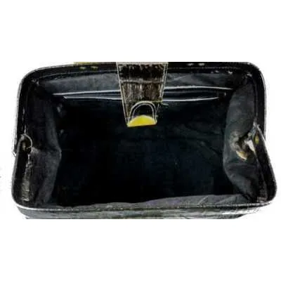 Vintage Black Faux Croc Satchel  Purse Amelia Berko 1970S X large