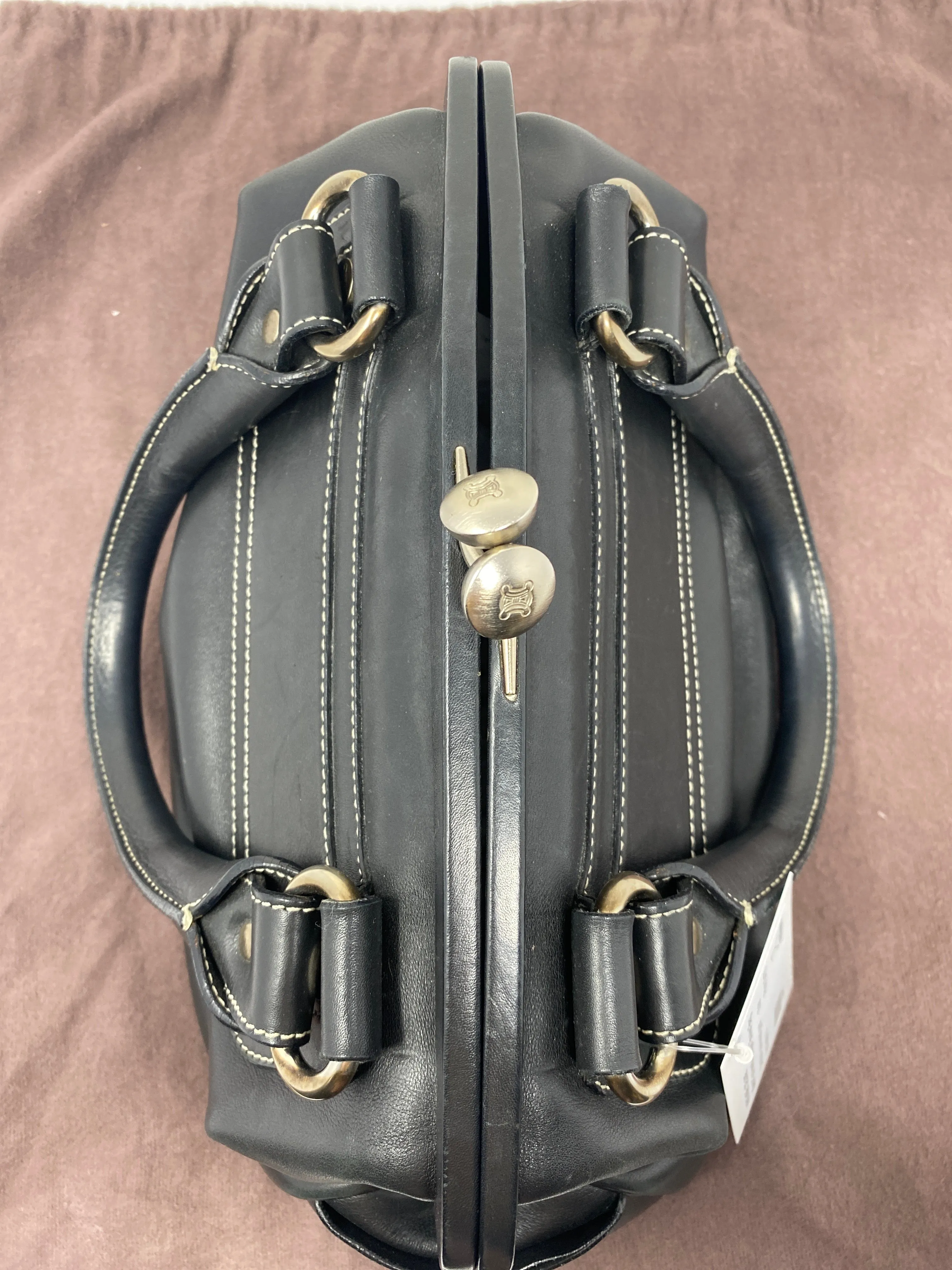 Vintage: CELINE Black Top Handle "boogie" Bowler Bag