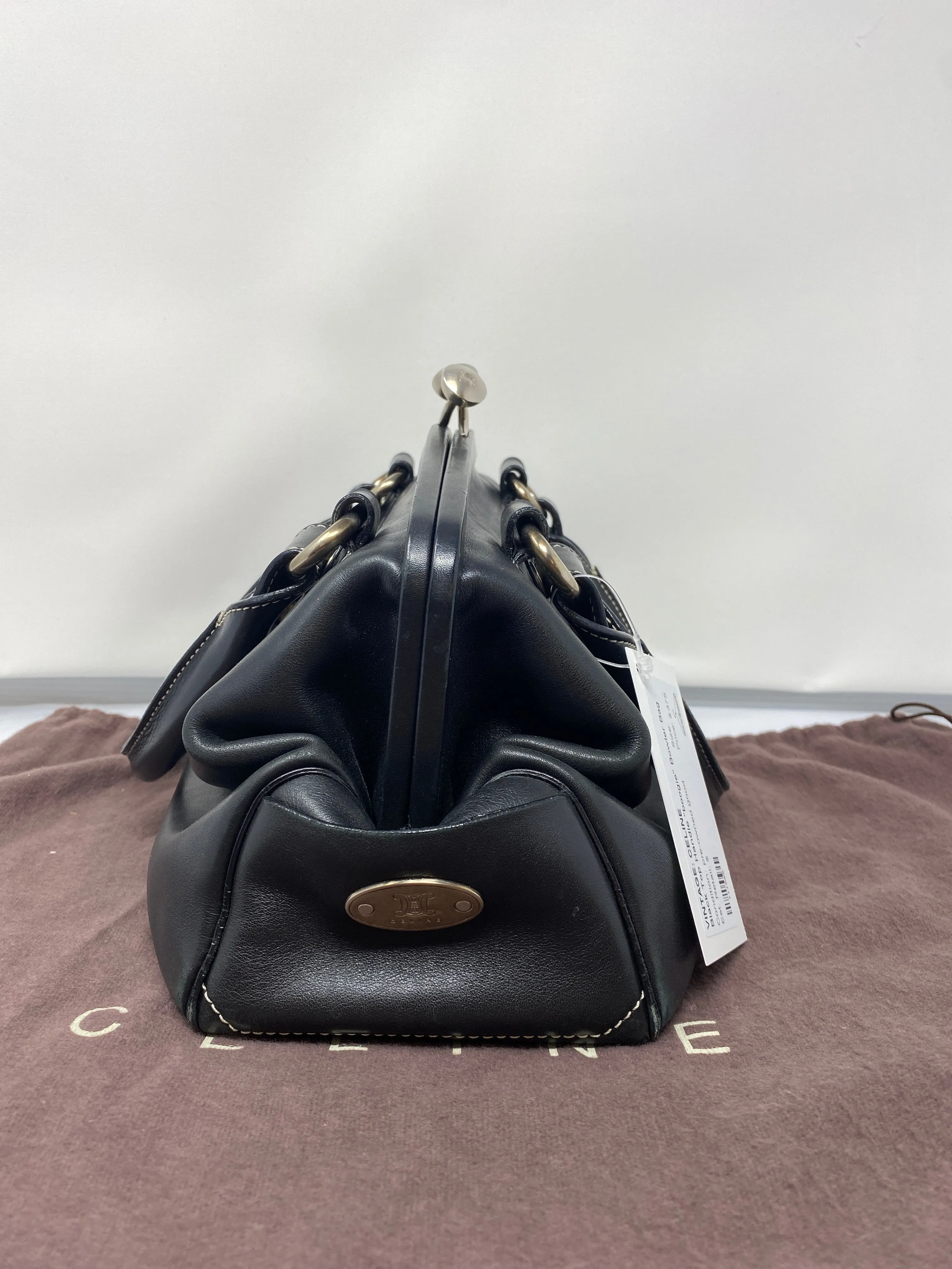 Vintage: CELINE Black Top Handle "boogie" Bowler Bag