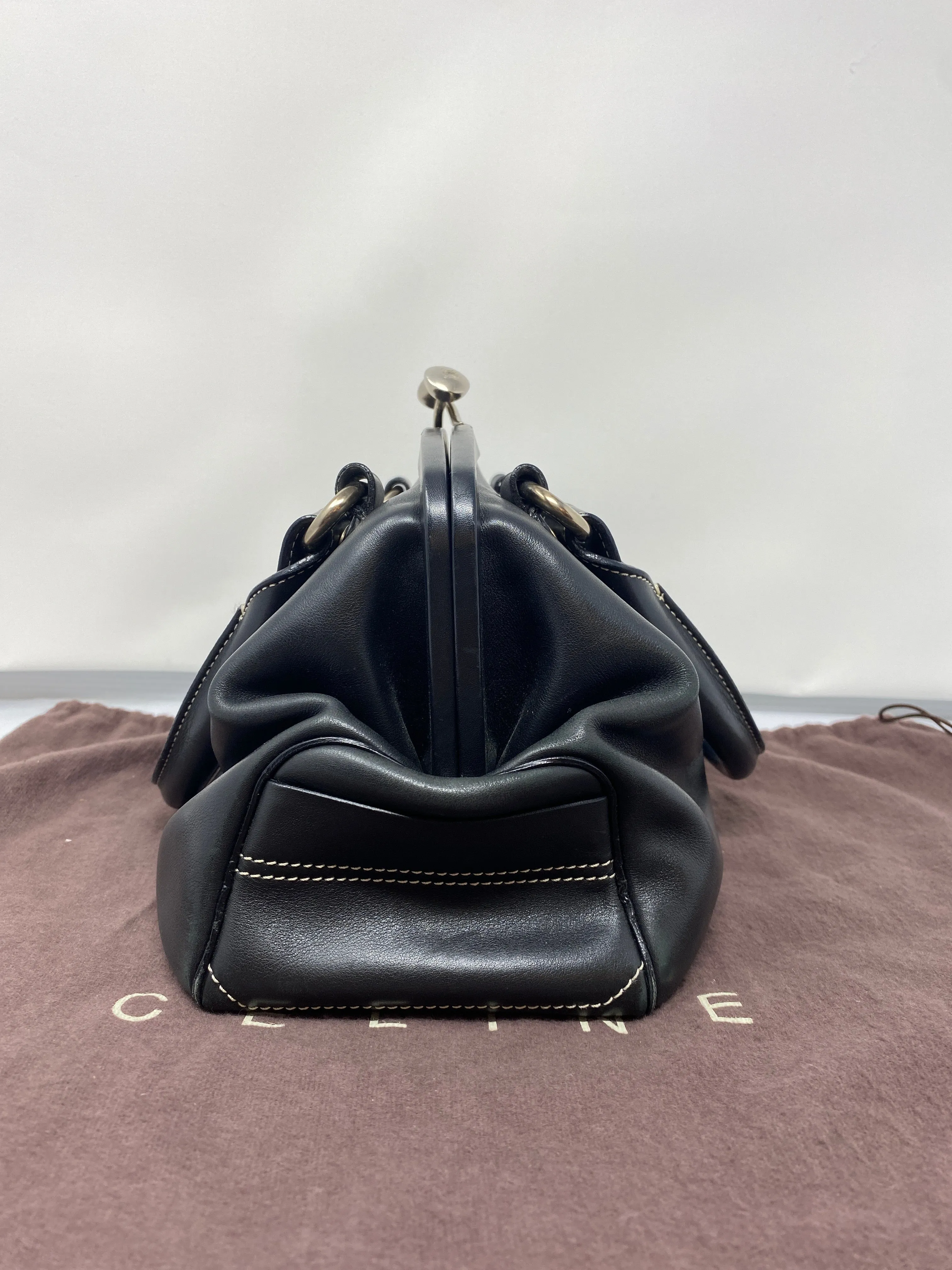 Vintage: CELINE Black Top Handle "boogie" Bowler Bag