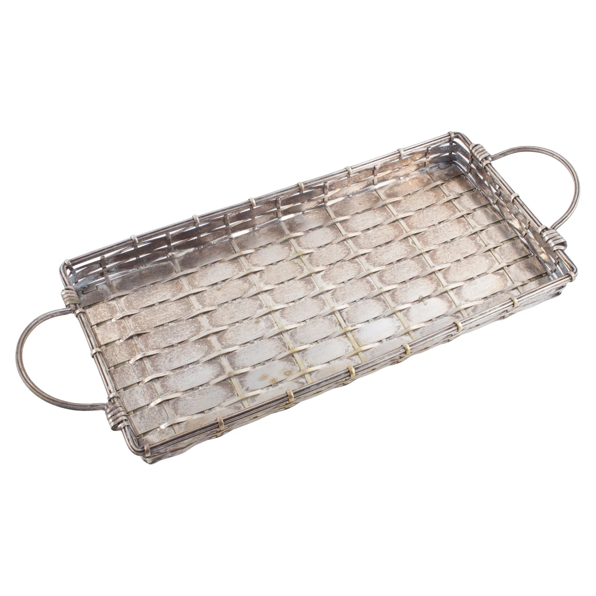 Vintage French Woven Metal Tray
