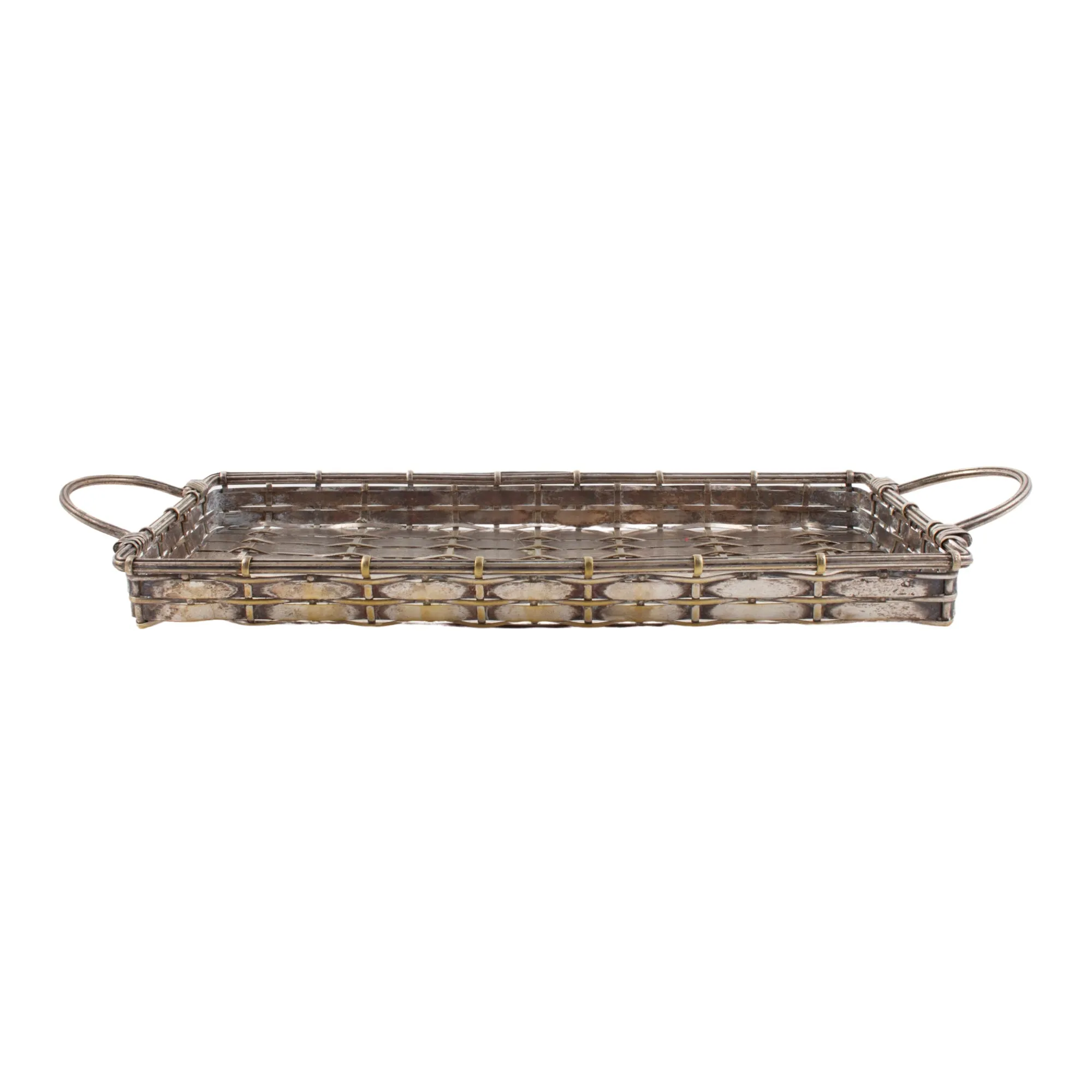 Vintage French Woven Metal Tray