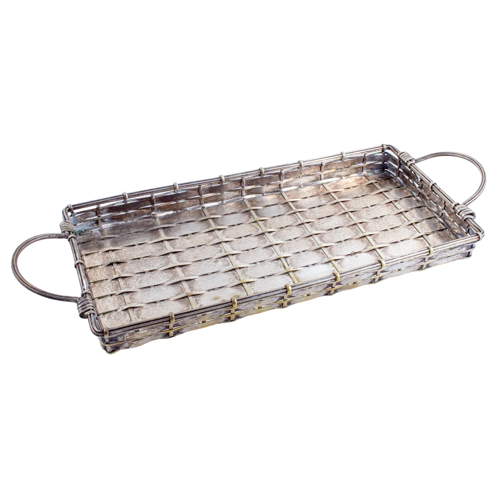 Vintage French Woven Metal Tray