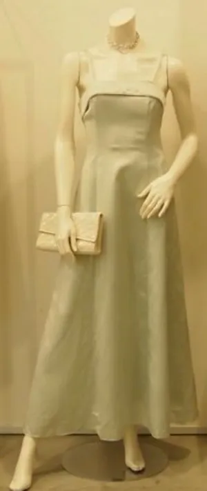 Vintage Gunne Sax Mint Green Spag Strap Floor Length Gown with Shawl