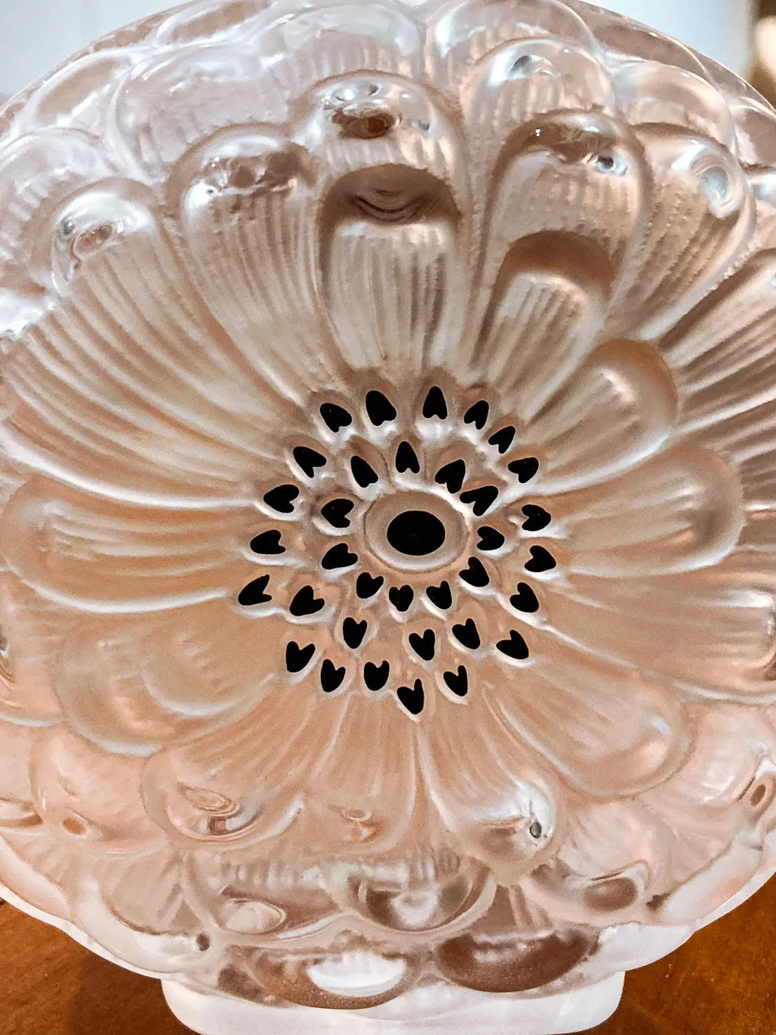 Vintage Large Lalique Dahlia Flower Frosted Crystal Scent Perfume Bottle