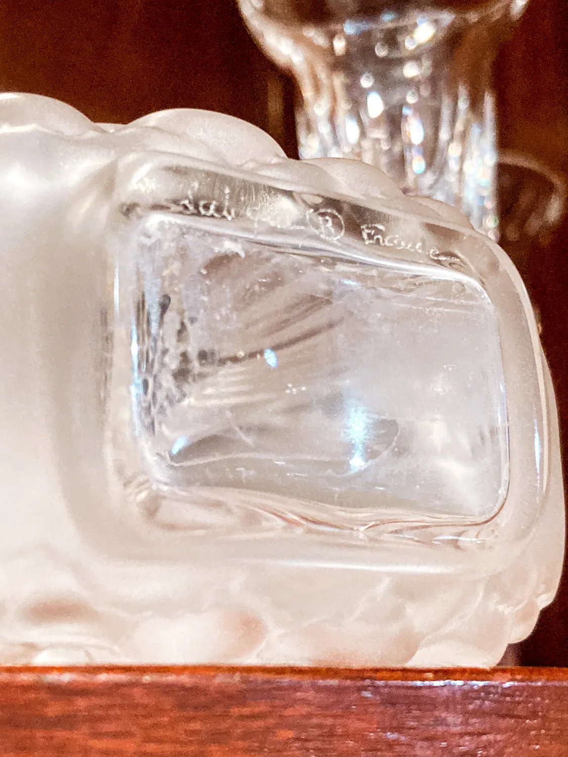Vintage Large Lalique Dahlia Flower Frosted Crystal Scent Perfume Bottle