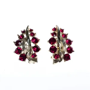 Vintage Lisner Red Rhinestone Earrings