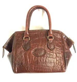 Vintage Mulberry croc embossed leather birkin mini doctor's bag style handbag. Classic masterpiece back in the old era of Roger Saul. 061022