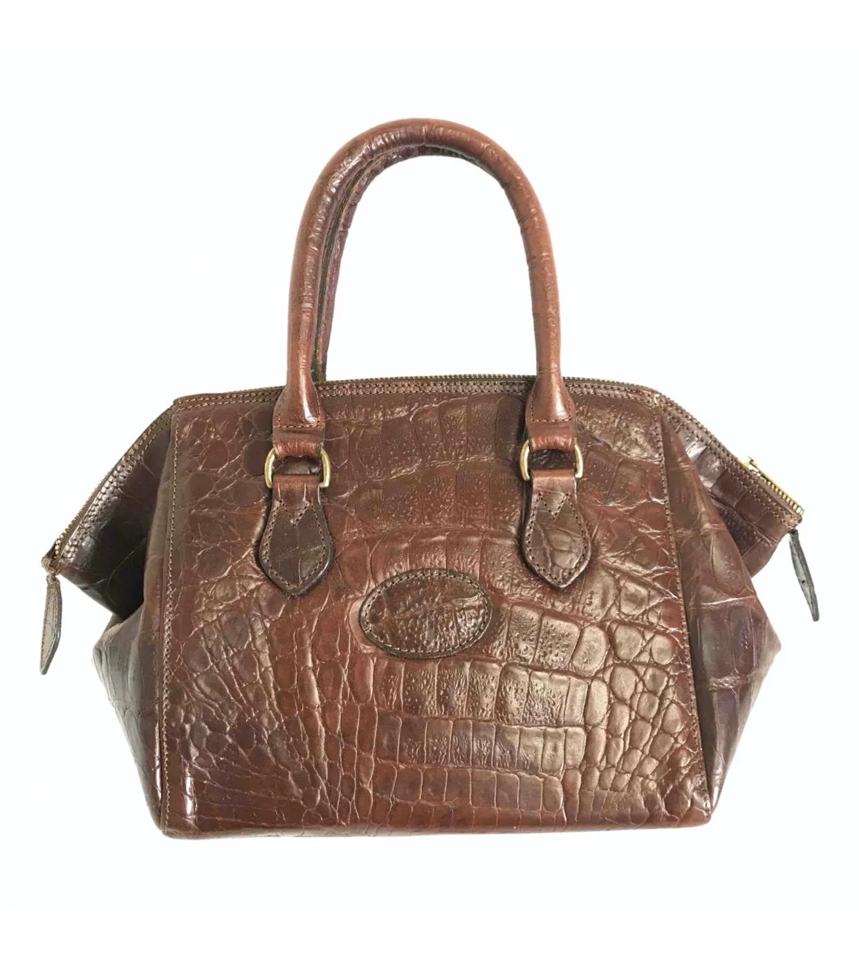 Vintage Mulberry croc embossed leather birkin mini doctor's bag style handbag. Classic masterpiece back in the old era of Roger Saul. 061022