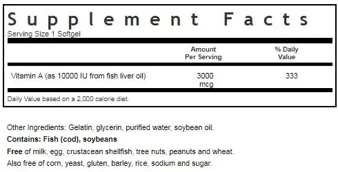 VITAMIN A 10,000 IU, 100 SGEL