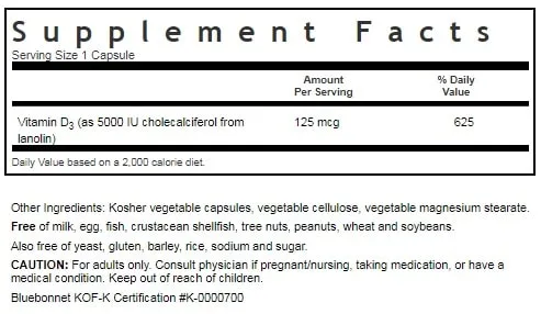 VITAMIN D3 5000 IU, VCAPS