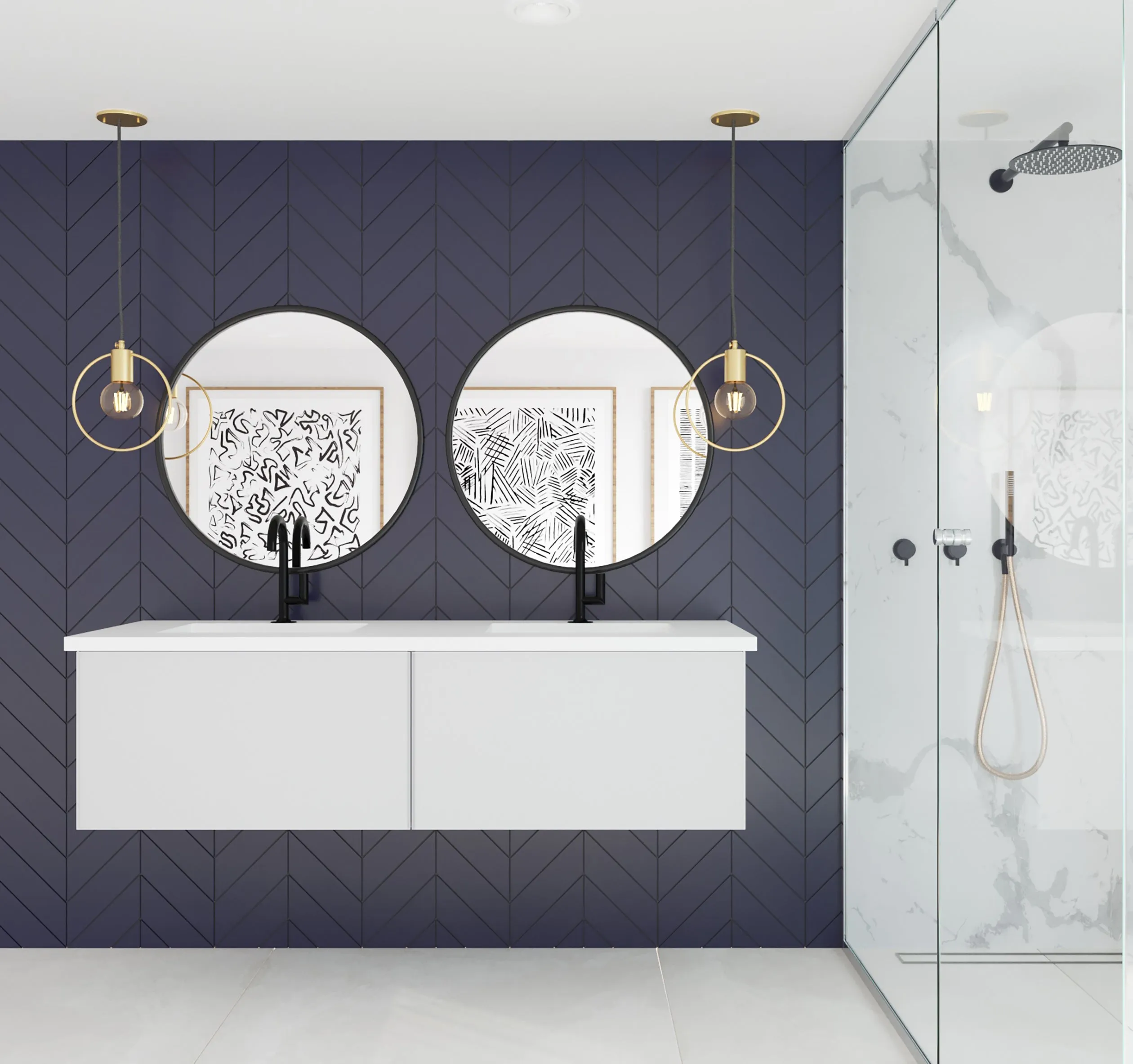Vitri 60" Cloud White Double Sink Bathroom Vanity with VIVA Stone Solid Surface Countertop