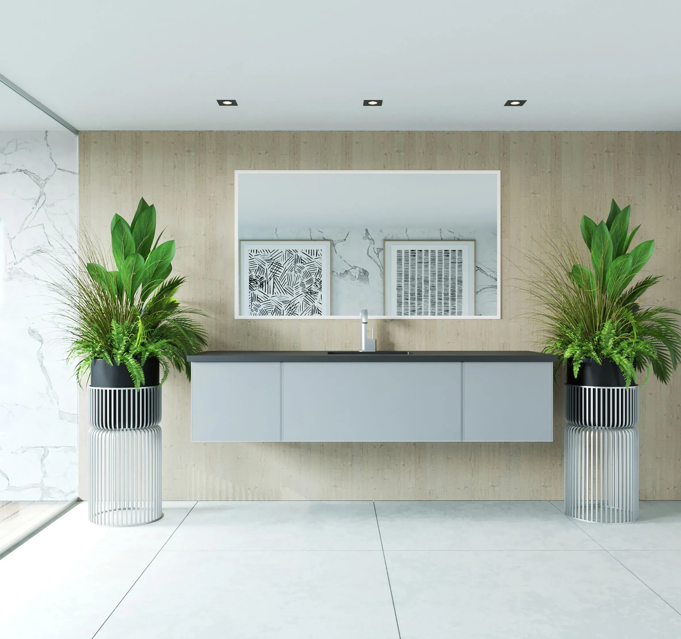 Vitri 72" Fossil Grey Single Sink Bathroom Vanity with VIVA Stone Solid Surface Countertop