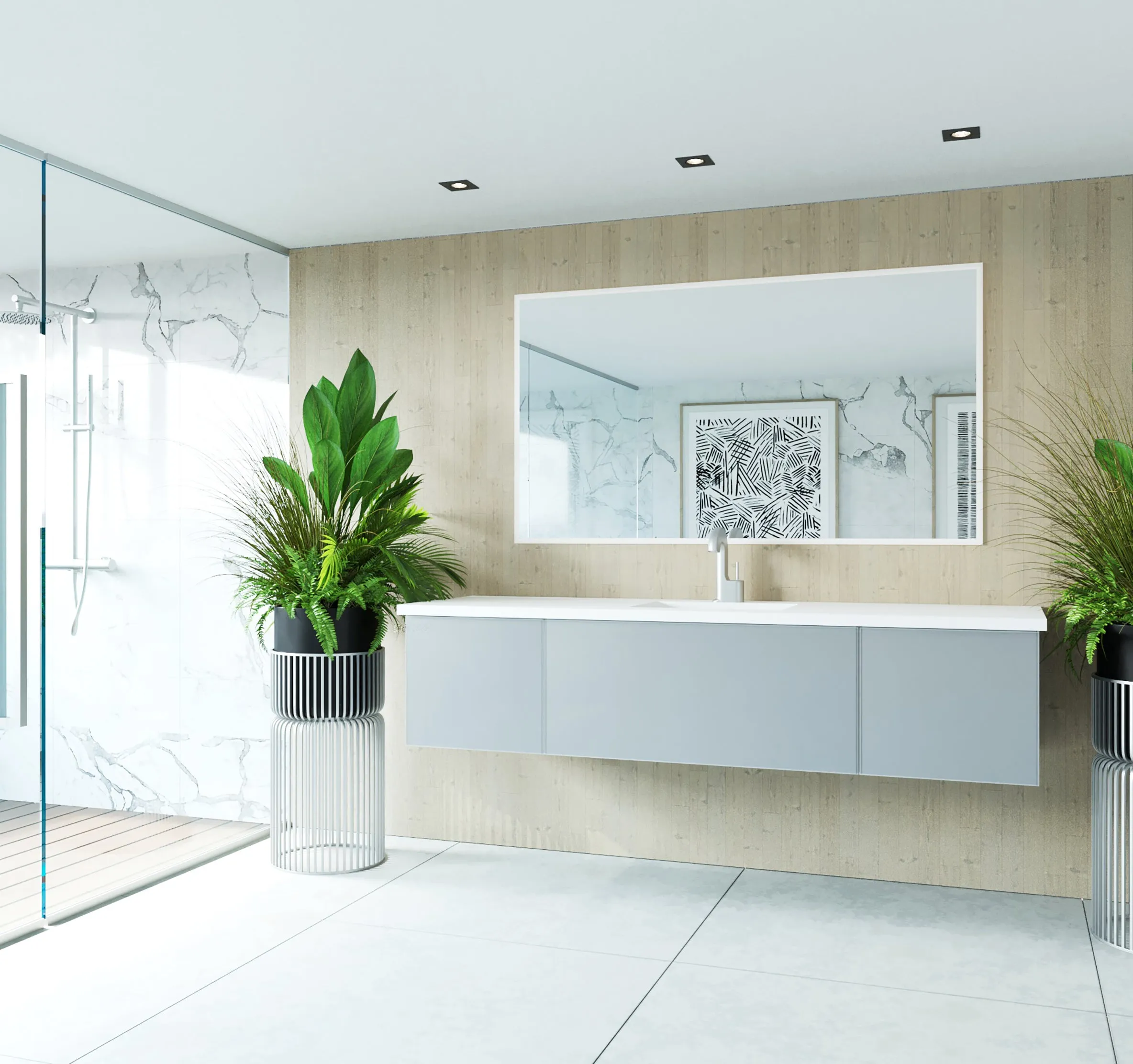 Vitri 72" Fossil Grey Single Sink Bathroom Vanity with VIVA Stone Solid Surface Countertop