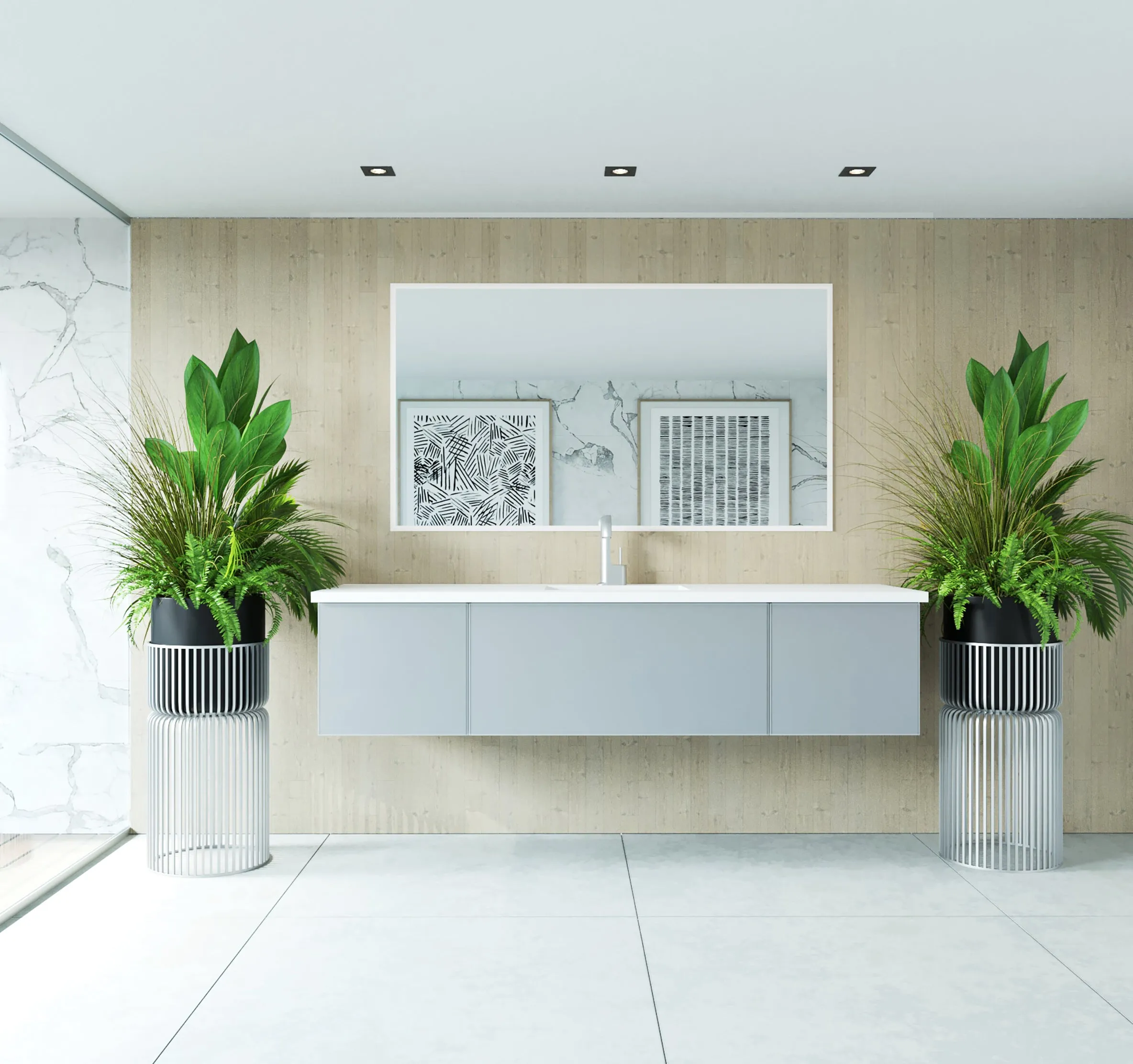 Vitri 72" Fossil Grey Single Sink Bathroom Vanity with VIVA Stone Solid Surface Countertop