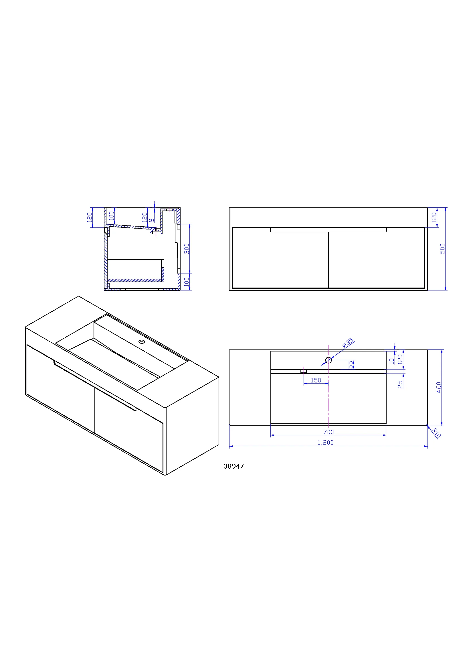 Wall Hung Vanity & Basin - 1200mm G38947