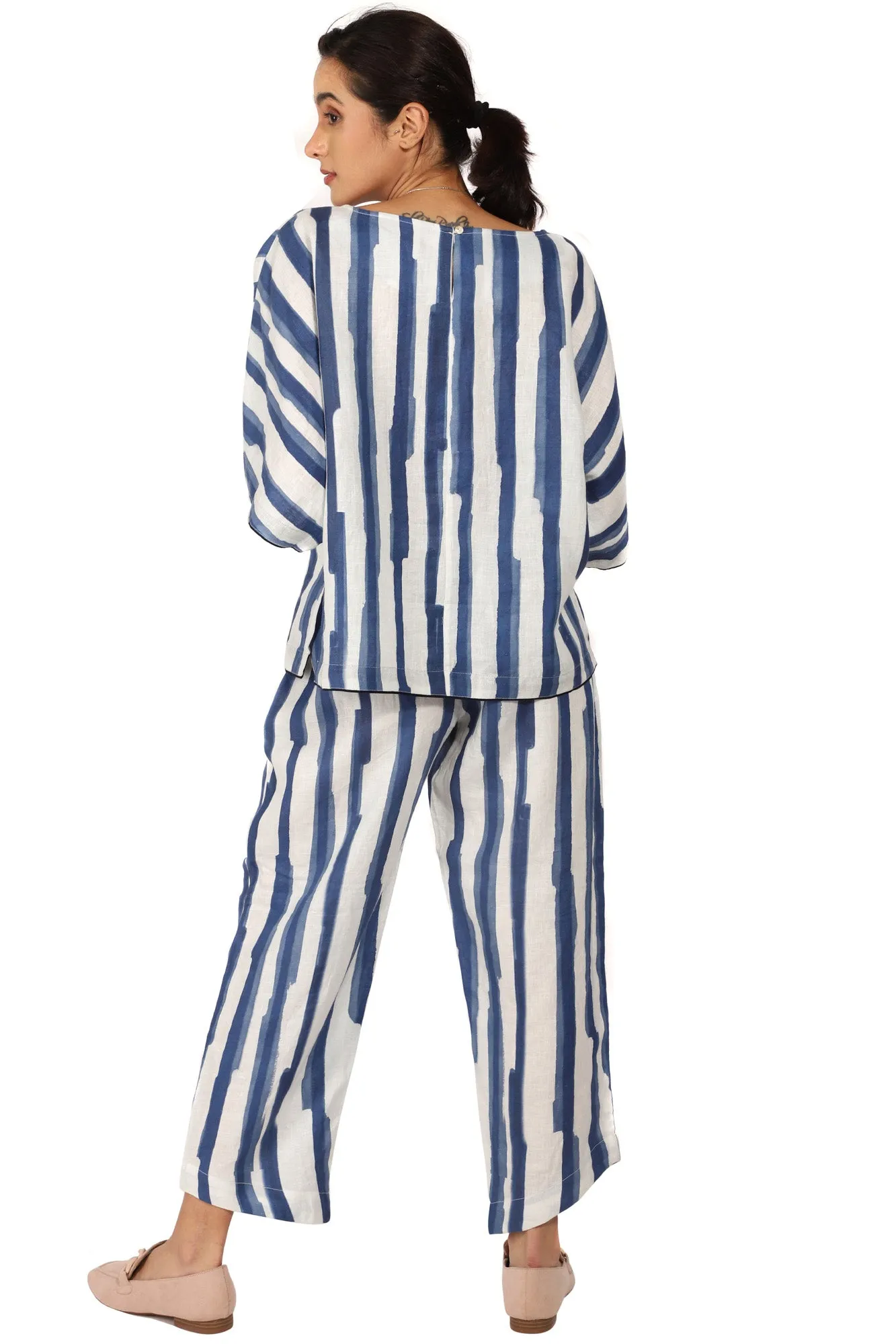 White & Blue Coastal Grandma Co-Ordinated set