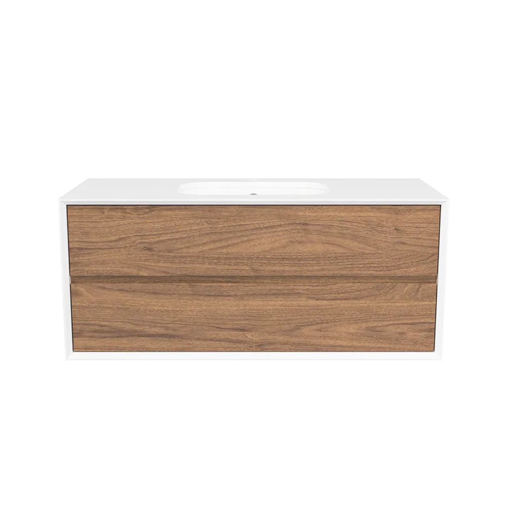 Whitehaven 2 Drawers Bathroom Vanity with Silk Surface Sink - Wall Mount - 48" Wood/Florentine Walnut
