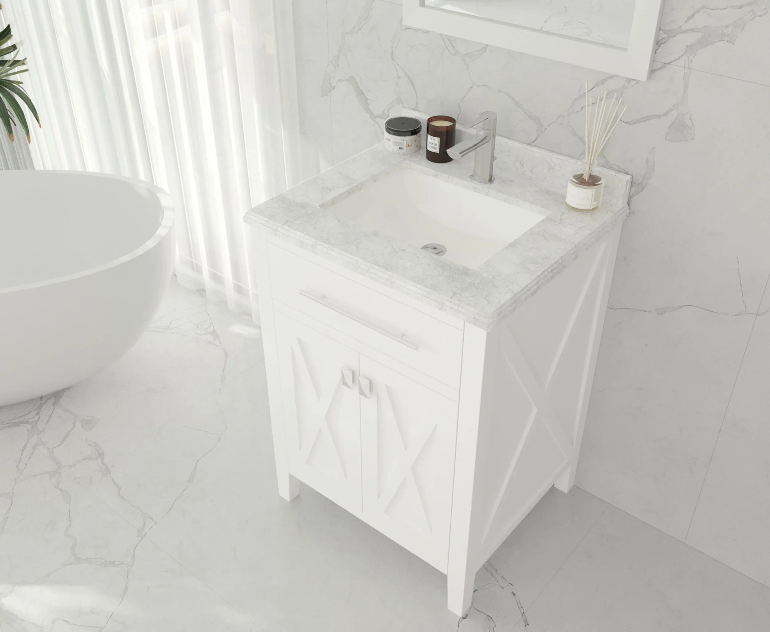 Wimbledon 24" White Bathroom Vanity with Countertop
