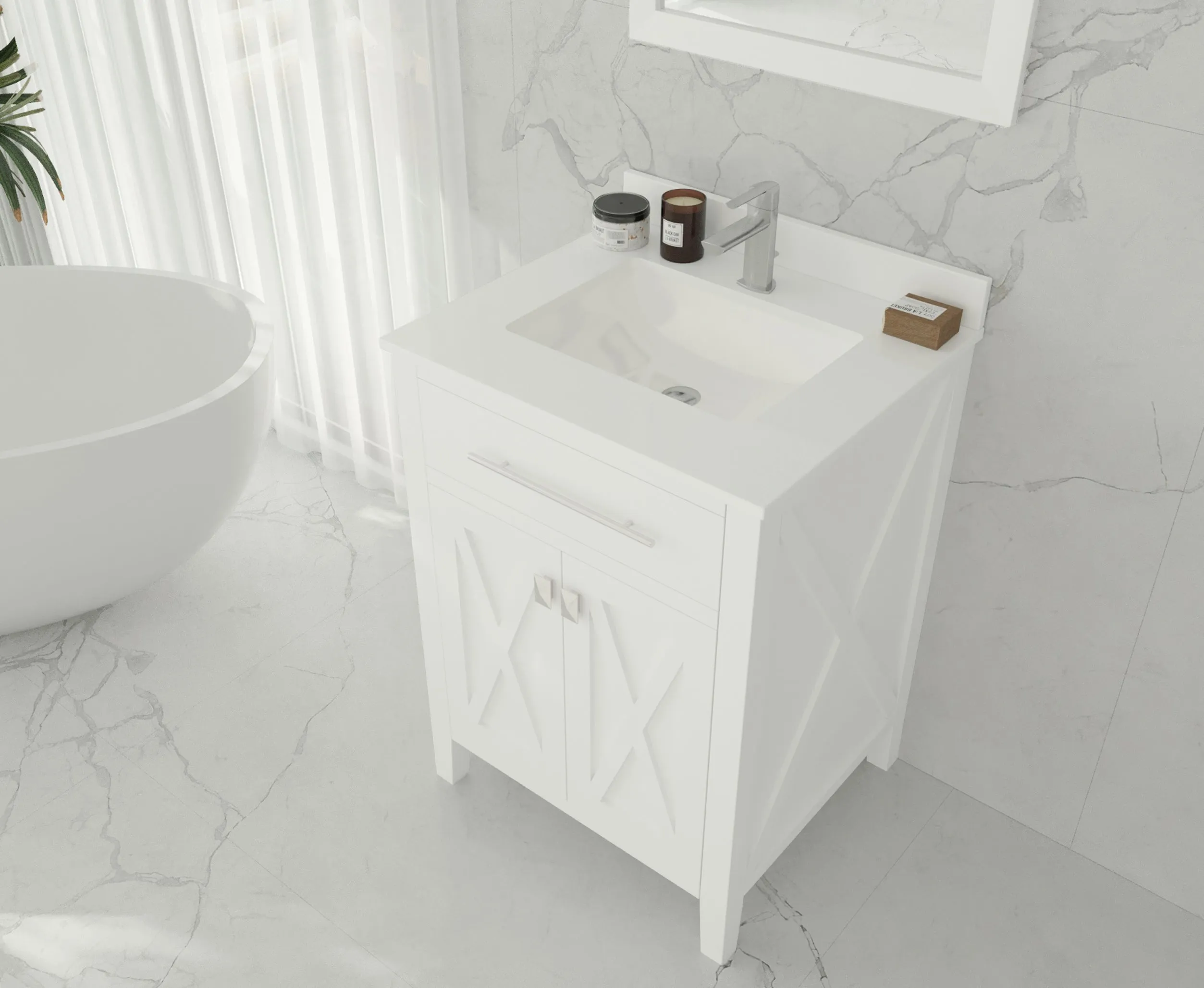 Wimbledon 24" White Bathroom Vanity with Countertop