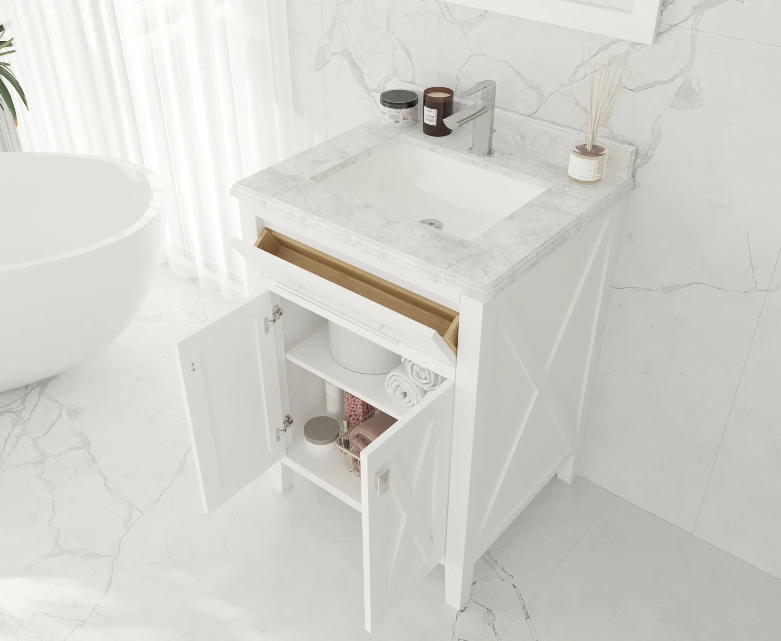 Wimbledon 24" White Bathroom Vanity with Countertop