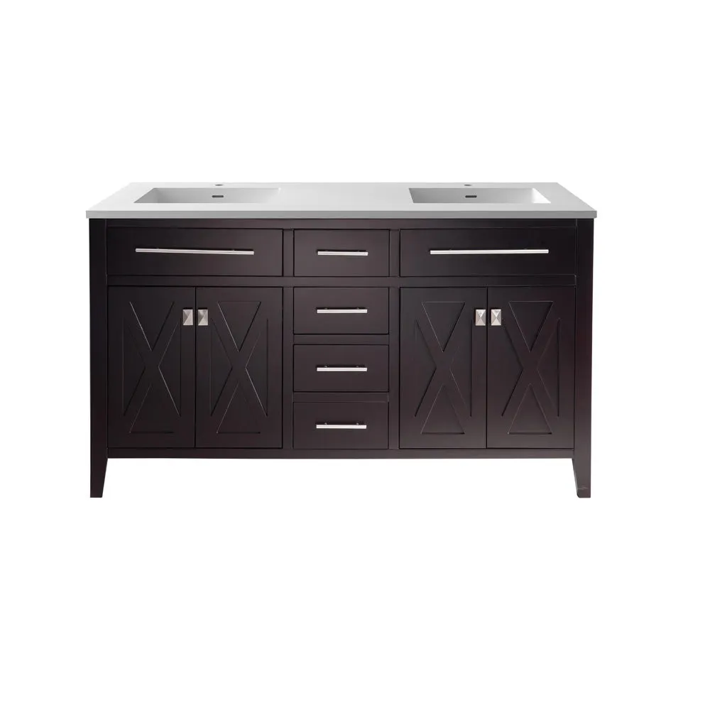 Wimbledon 60" Brown Double Sink Bathroom Vanity with Countertop
