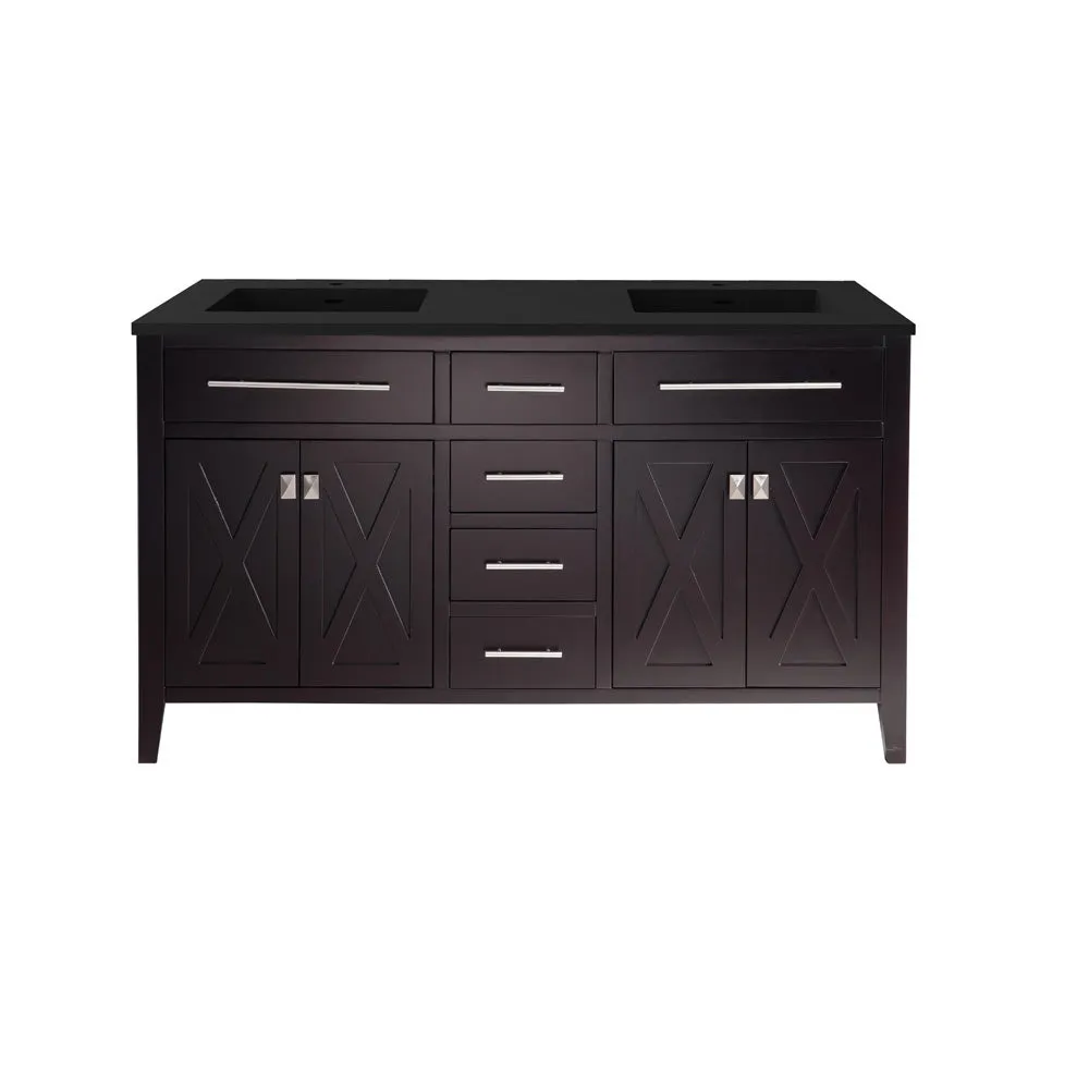 Wimbledon 60" Brown Double Sink Bathroom Vanity with Countertop
