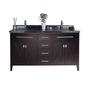 Wimbledon 60" Brown Double Sink Bathroom Vanity with Countertop
