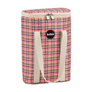 Wine Cooler Bag Pink Houndstooth
