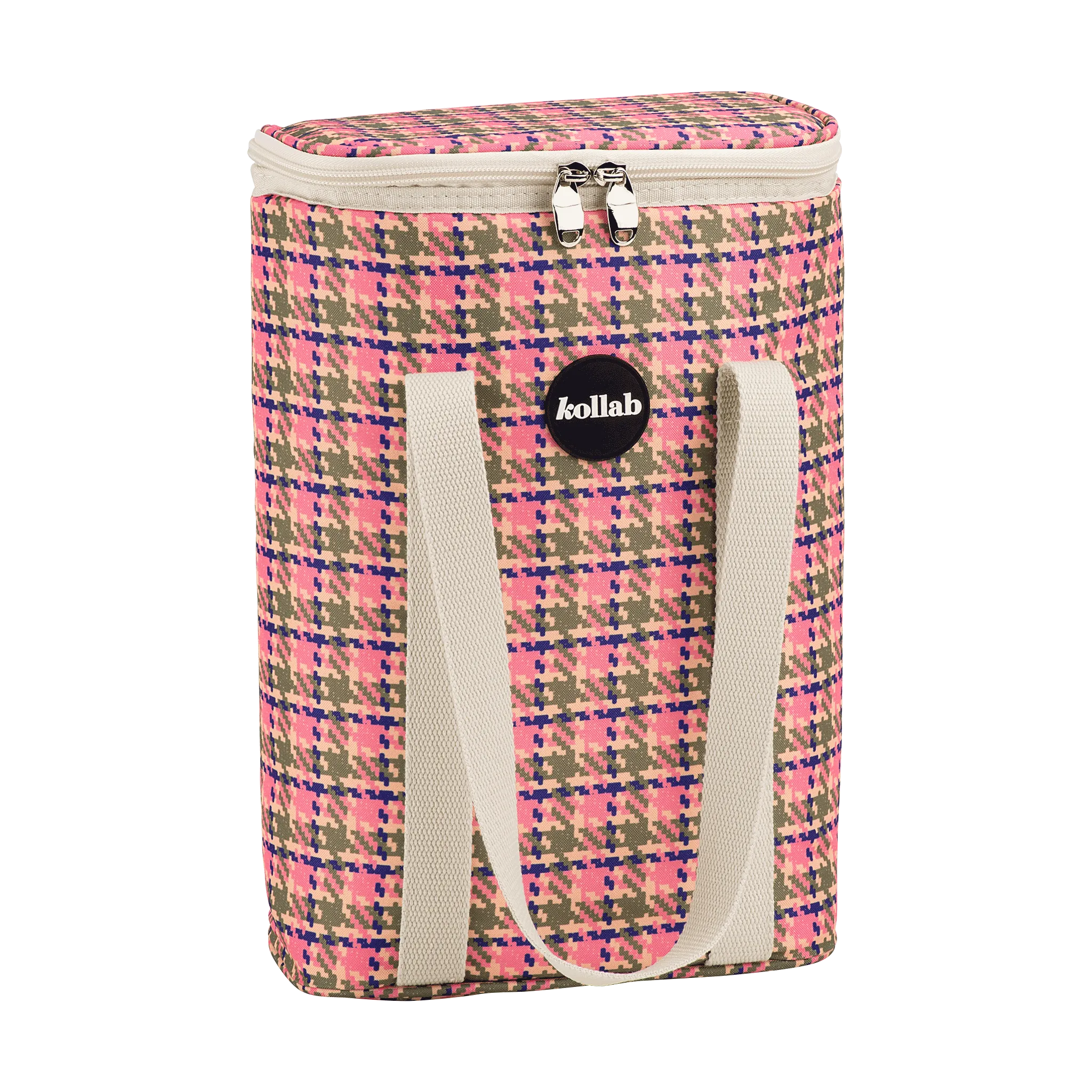 Wine Cooler Bag Pink Houndstooth