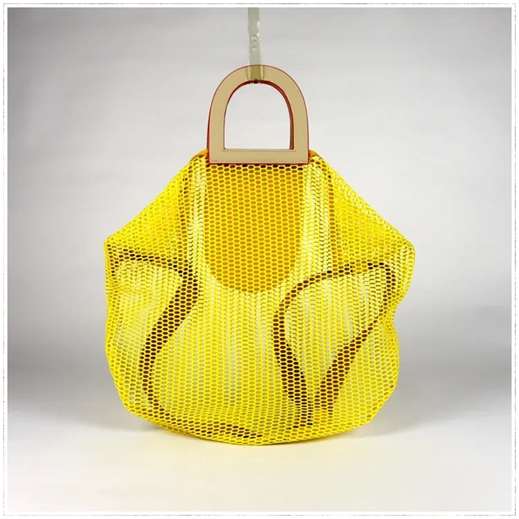 Womens Light Gray Net Polyester Leather Tote Handbag Purse Polyester Tote Shoulder Bag Purse for Ladies