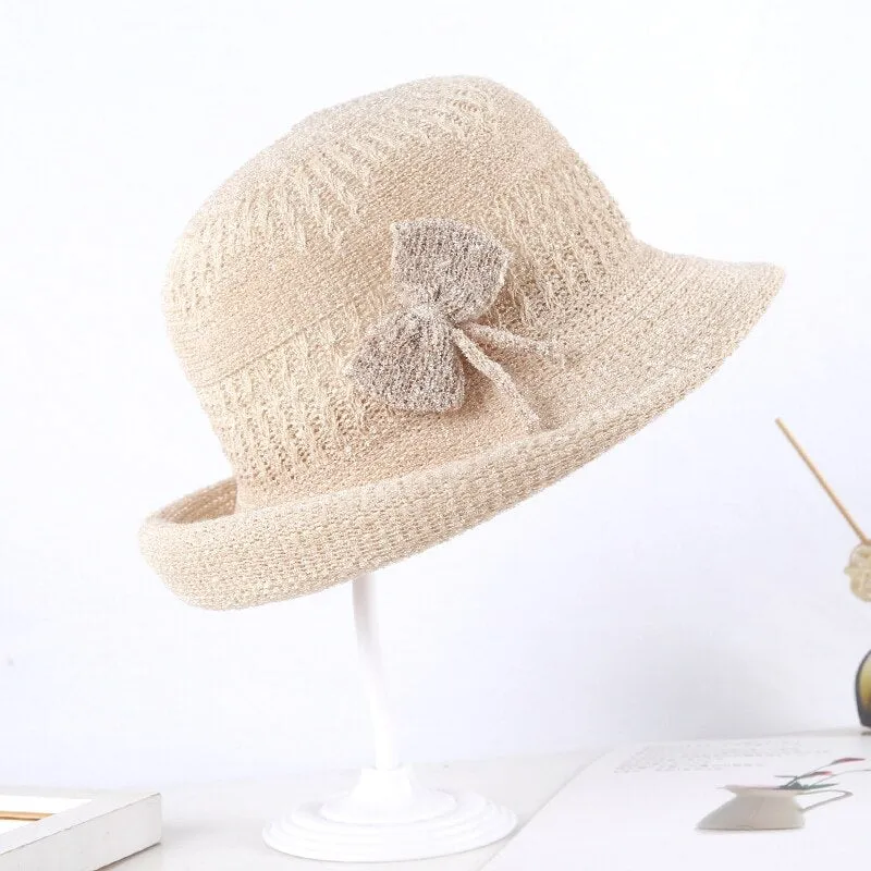 Woven Sun Hat with Bow Detail