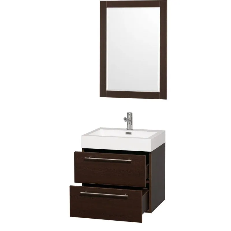 Wyndham Collection Amare 24" Wall-Mounted Bathroom Vanity Set with Integrated Sink - Espresso WC-R4100-24-VAN-ESP-