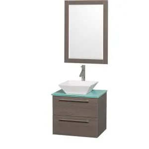 Wyndham Collection Amare 24" Wall-Mounted Bathroom Vanity Set with Vessel Sink - Gray Oak WC-R4100-24-GROAK