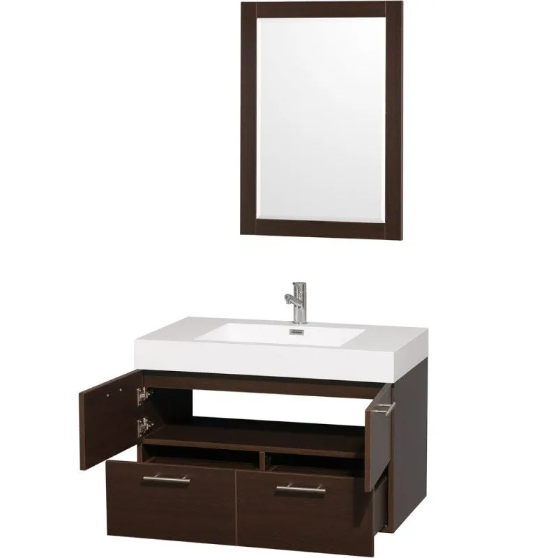 Wyndham Collection Amare 36" Wall-Mounted Bathroom Vanity Set With Integrated Sink - Espresso WC-R4100-36-VAN-ESP-