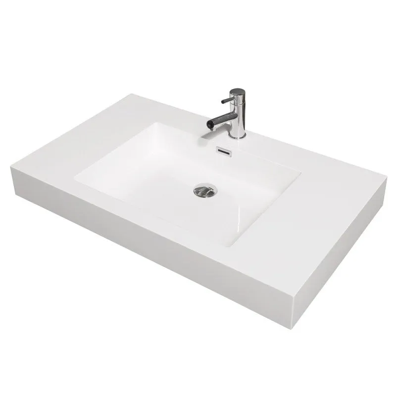 Wyndham Collection Amare 36" Wall-Mounted Bathroom Vanity Set With Integrated Sink - Espresso WC-R4100-36-VAN-ESP-